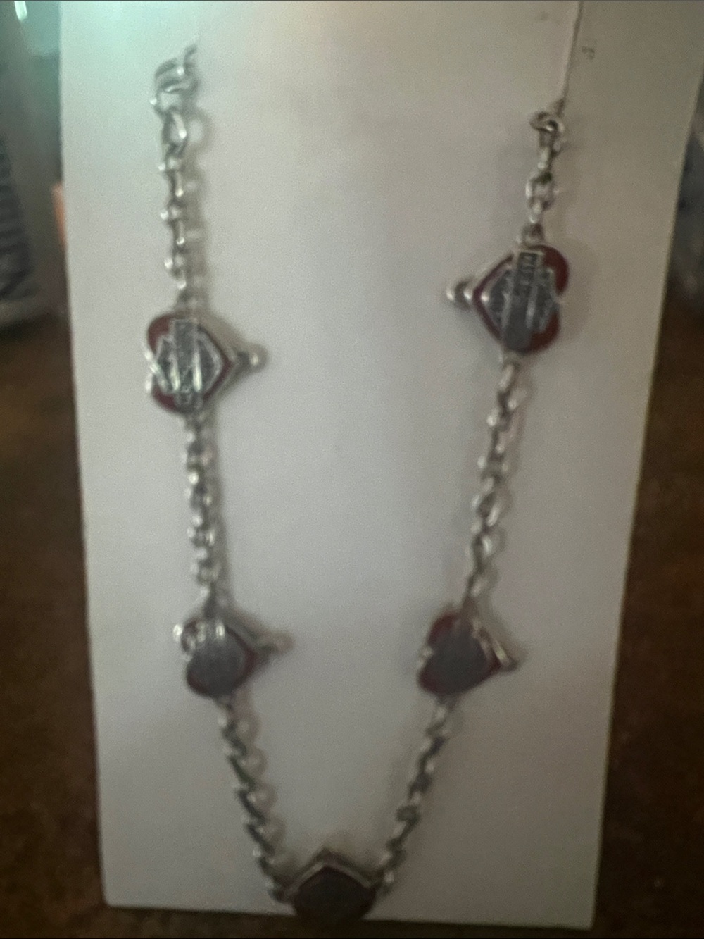 Harley-Davidson Silver Chain Ankle bracelet with Red Accents